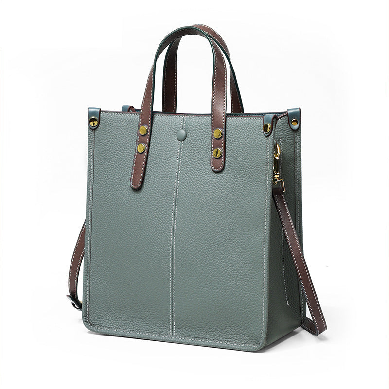 Genuine Leather Tote Bag for Women Large Capacity Commuter Shoulder Handbag, Premium Versatile Purse with Timeless Elegance