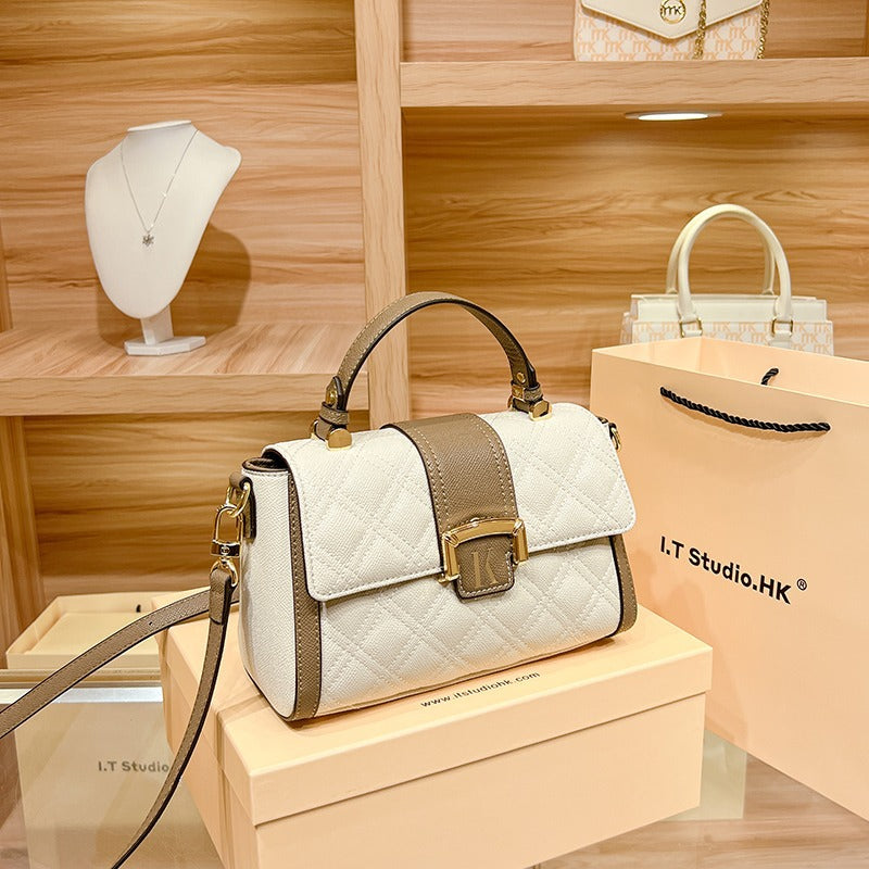 Genuine Leather Minimalist Small Square Bag for Women, New Trendy Casual Top Handle Shoulder Crossbody Purse, Versatile Everyday Handbag for Ladies