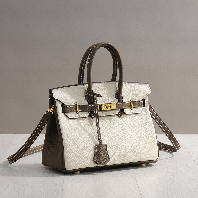 Genuine Leather Kelly-Style Large Tote Bag for Women, New Trendy Shoulder Crossbody Top Handle Purse, Light Luxury Elegant Handbag for Ladies