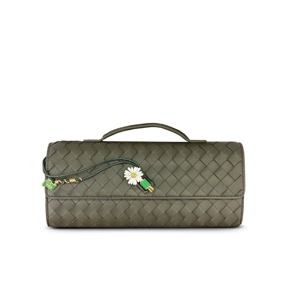 Woven Baguette Shoulder Bag, Niche High-End Daisy Clutch Evening Bag, Versatile Crossbody Fashion Bag for Women
