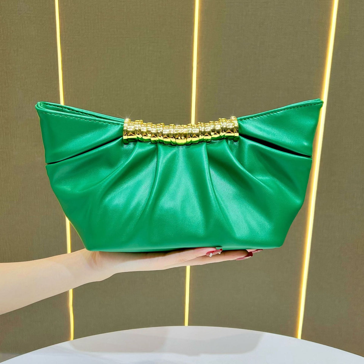 New Arrival Pleated Evening Clutch for Women, Minimalist Versatile Crossbody Purse with Elegant Pearl Accents, A Sophisticated Handbag for Wedding Banquet & Party