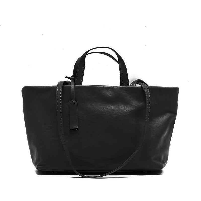 French Vintage Genuine Leather Tote Bag for Women Commuter Shoulder Handbag, Trendy Versatile Purse with Timeless Parisian Elegance