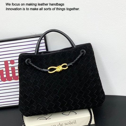 Genuine Leather Metal Bow Casual Handbag for Women, New Fashionable Top Handle Shoulder Crossbody Purse, Simple Chic Everyday Bag for Ladies