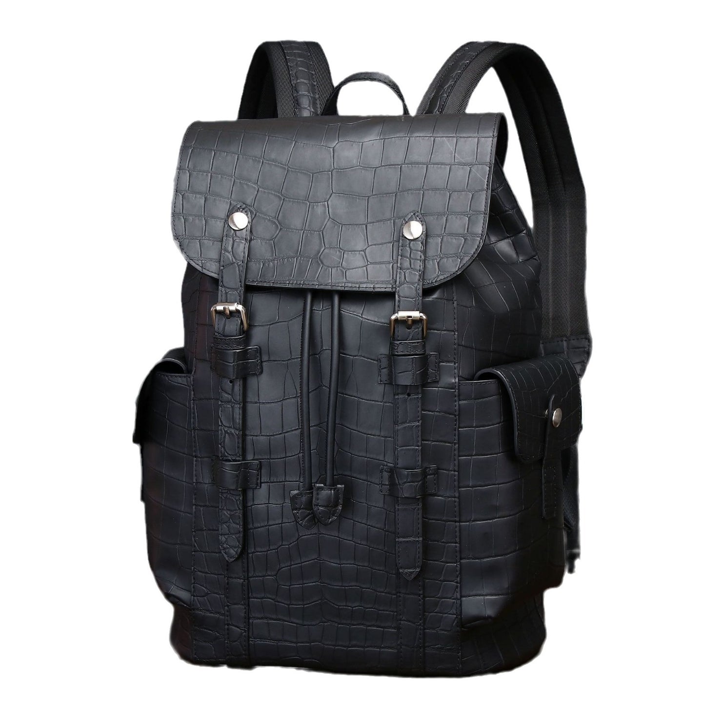 New Arrival Matte Croc-Effect Backpack for Men, A Large Capacity Outdoor Travel Daypack with Laptop Compartment, Perfect for Adventure & Everyday