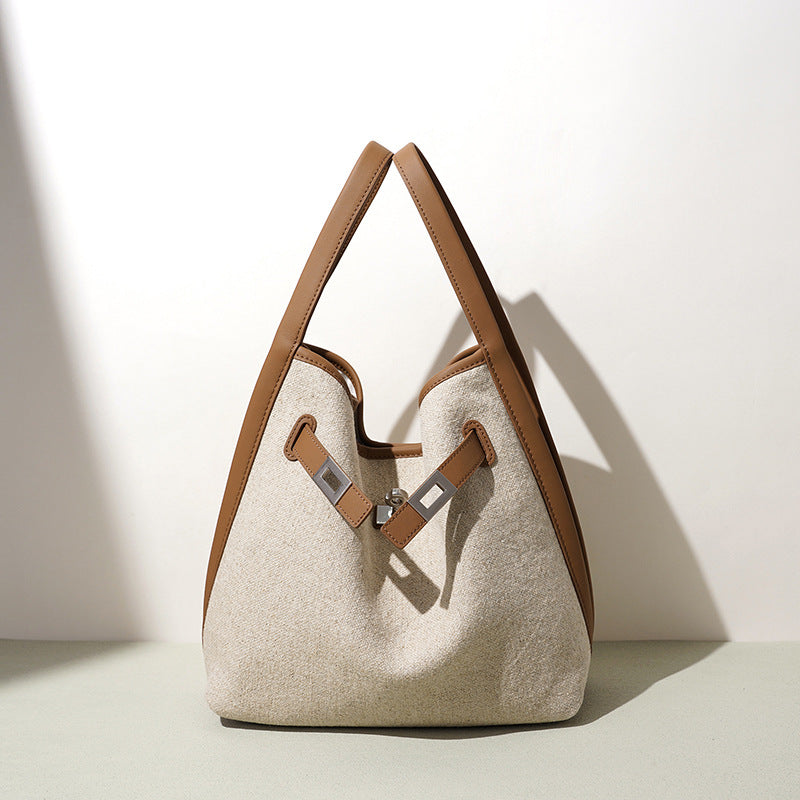 New Premium Niche Basket Bucket Tote Bag, Crossbody Shoulder Purse, Genuine Leather Commute Handbag for Women