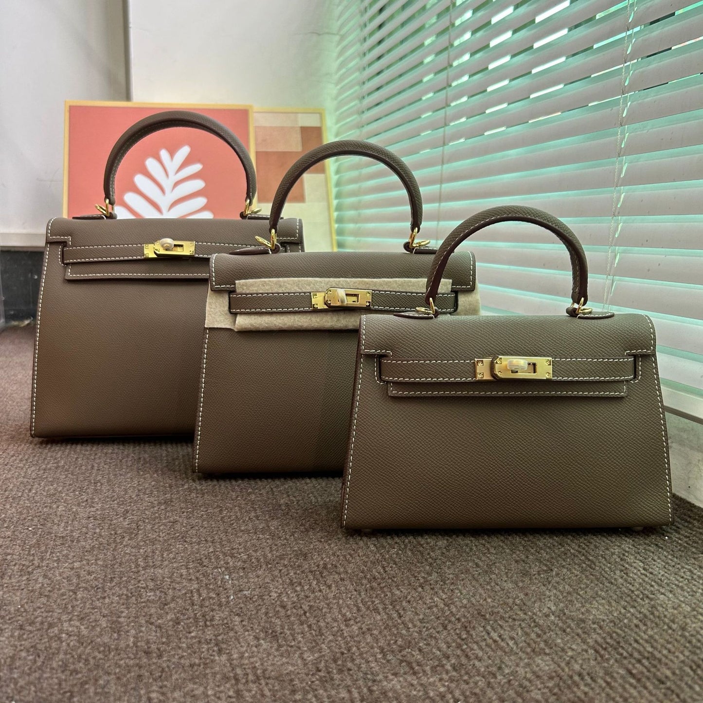 Genuine Leather Palm Texture 2nd Gen Kelly-Style Bag for Women, New Mini Birkin-Style Top Handle Crossbody Purse, Premium Trendy Handbag for Ladies