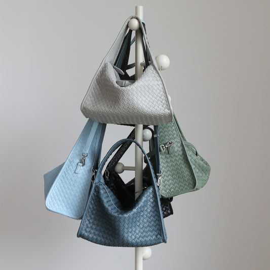Handwoven Pillow Bag for Women Minimalist Commuter Shoulder Crossbody Handbag, Niche Versatile Purse with Artisan Texture
