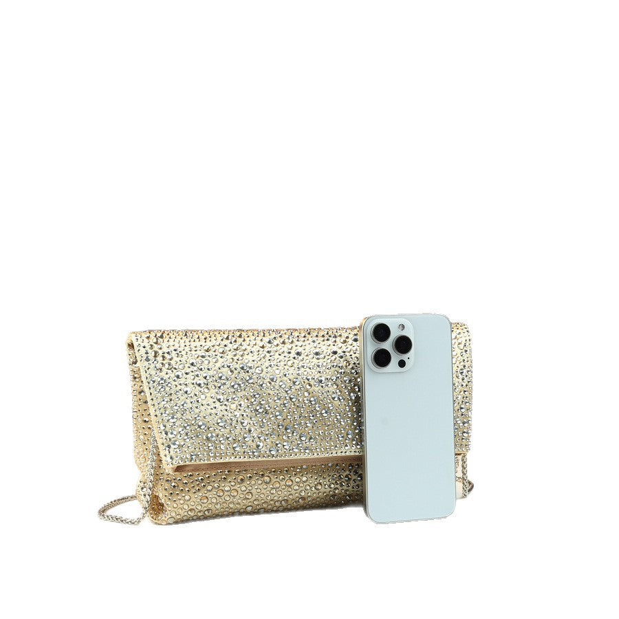 New Arrival Light Luxury Rhinestone Wedding Evening Bag for Women, A Flap Chain Crossbody Shoulder Handbag with Large Capacity & Stylish Design