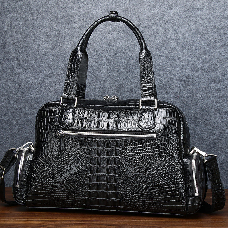 New Arrival Croc-Effect Travel Duffel Bag for Men, A High-End Large Capacity Top-Handle Crossbody Luggage Perfect for Business Trips & Travel