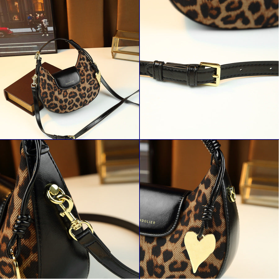 Color-Block Crescent Bag for Women Fall Winter Light Luxury Top Handle Shoulder Crossbody Purse, High-Quality Versatile Going-Out Handbag with Chic Contrast Design