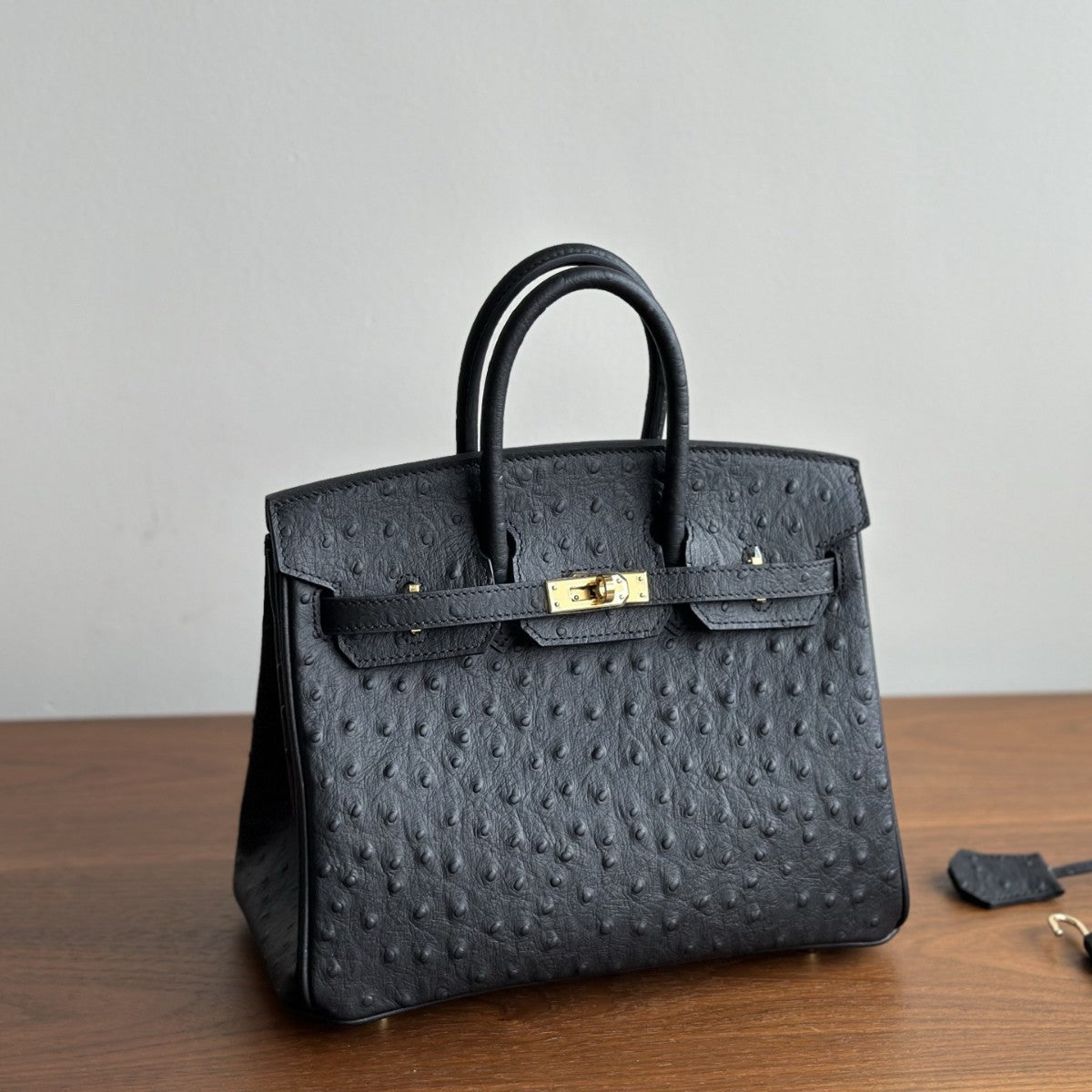 Women's Ostrich Grain Leather Birkin-Style Tote Bag, Hermès-Inspired Luxury Handbag with Top Handles, Genuine Cowhide Shoulder Purse, Exquisite Designer Satchel for Work & Travel