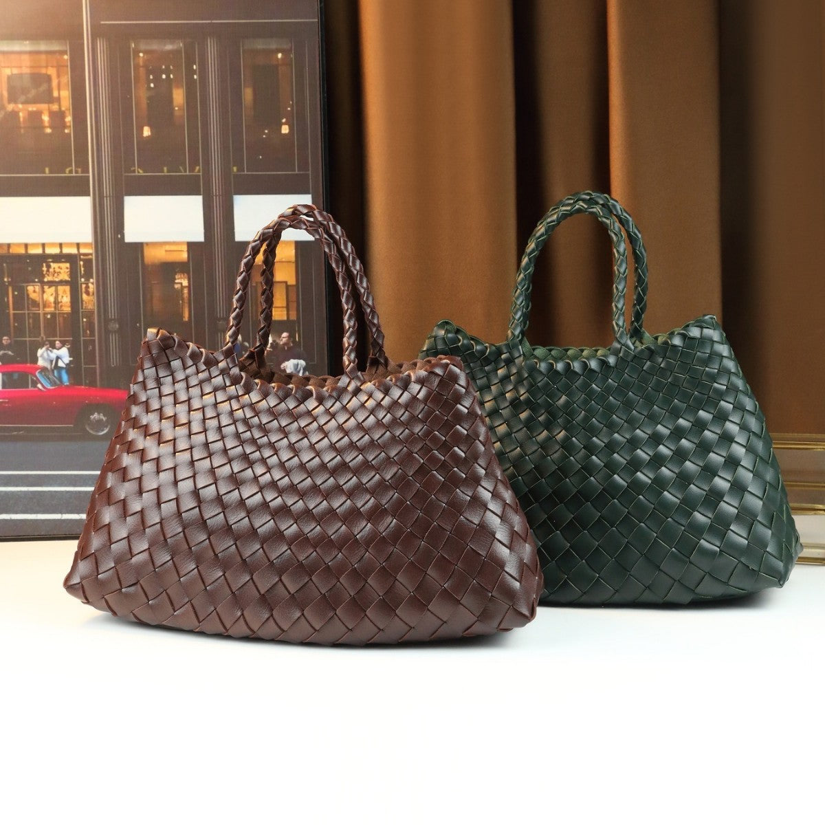 Handwoven Shell Basket Bag for Women Light Luxury Shoulder Handbag, Large Capacity Vintage Casual Purse with Artisan Woven Texture