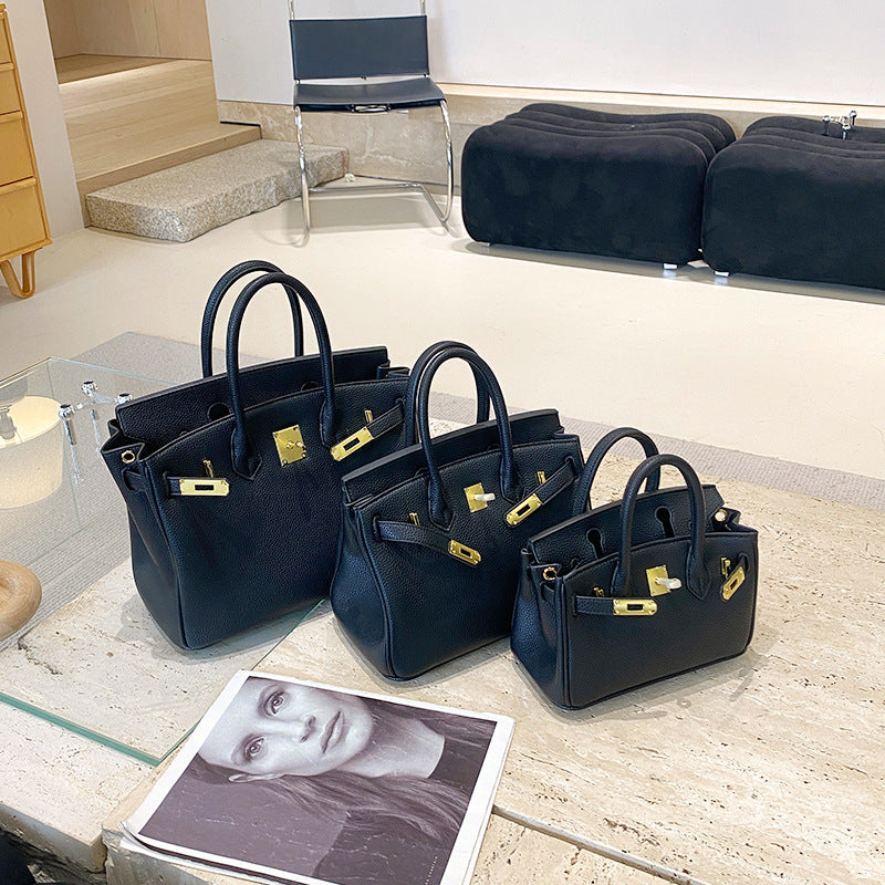 New Arrival Pebbled Genuine Leather Birkin-Inspired Tote Bag for Women, Gold-Tone Hardware with Spacious Large Capacity, Versatile Top-Handle Shoulder Handbag for Everyday Chic