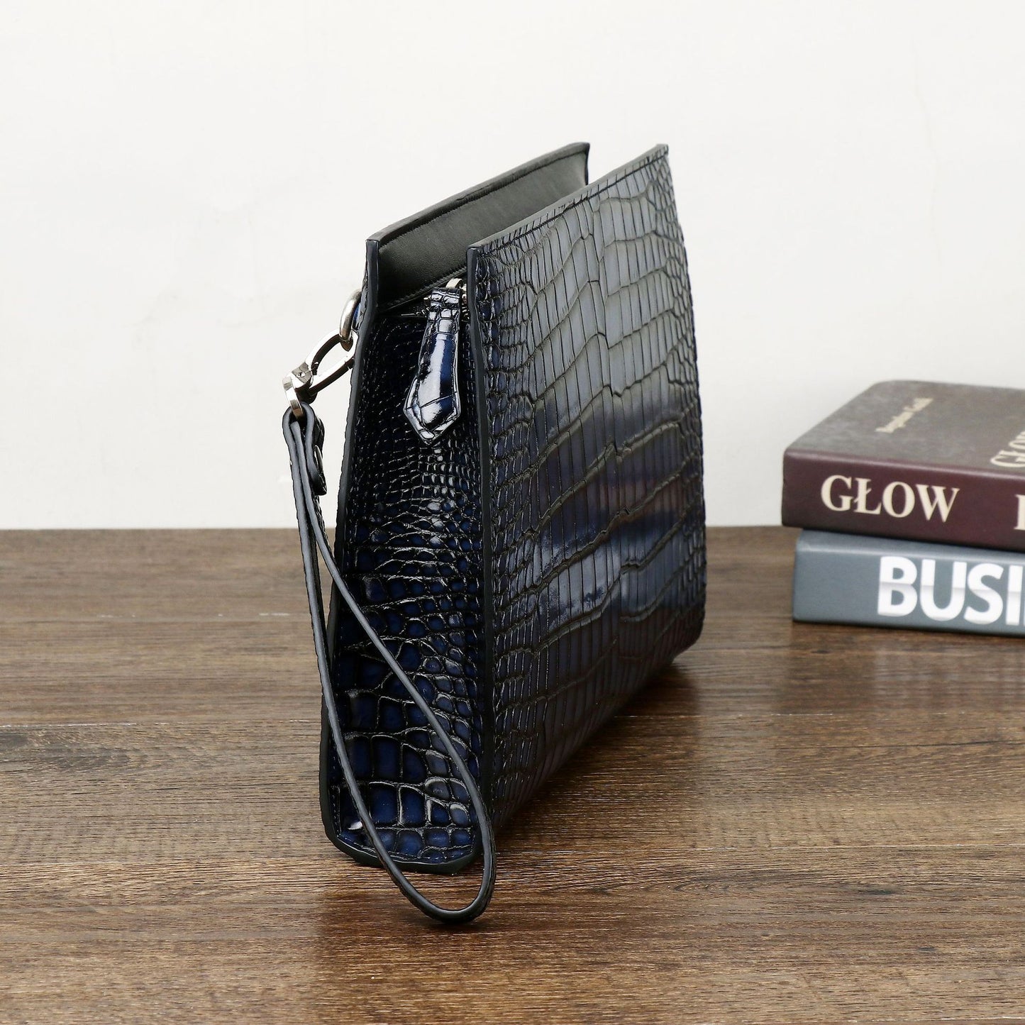 New Arrival Distressed Croc-Effect Large Clutch Wallet for Men, A Multi-Functional Business Handheld Bag with Spacious Capacity & Document Organizer