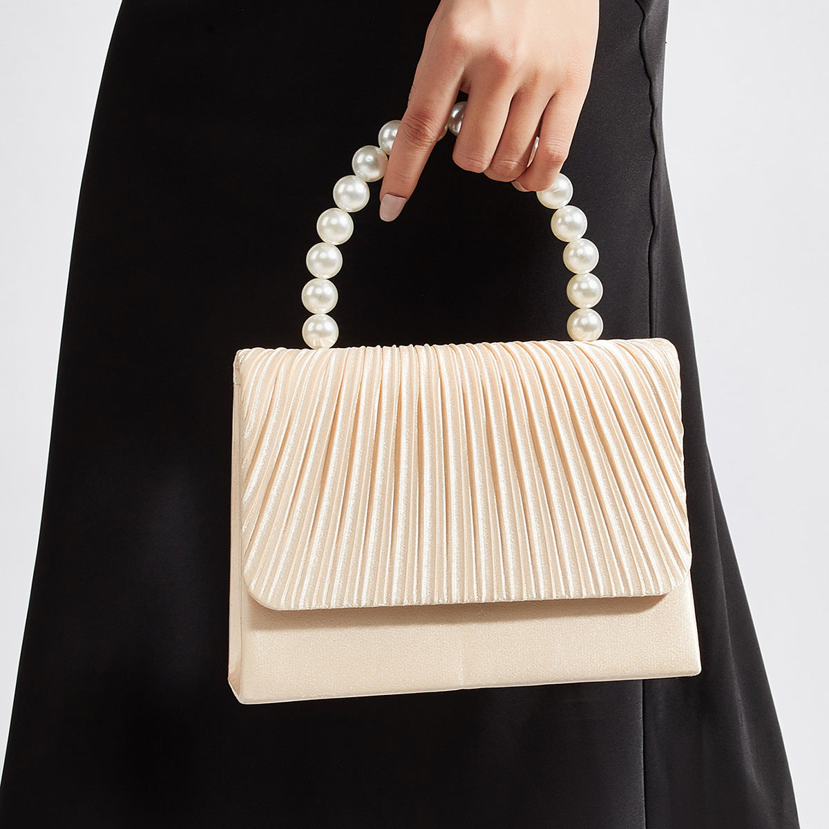 Pleated Evening Clutch for Women, New Wedding Banquet Birthday Party Purse, Elegant Formal Gown Handbag for Ladies