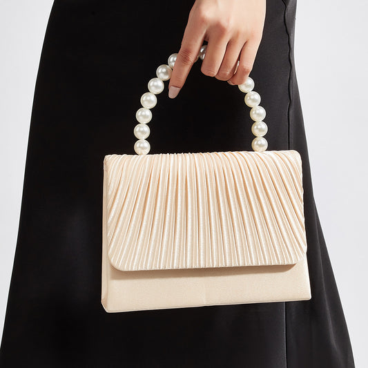 Pleated Evening Clutch for Women, New Wedding Banquet Birthday Party Purse, Elegant Formal Gown Handbag for Ladies