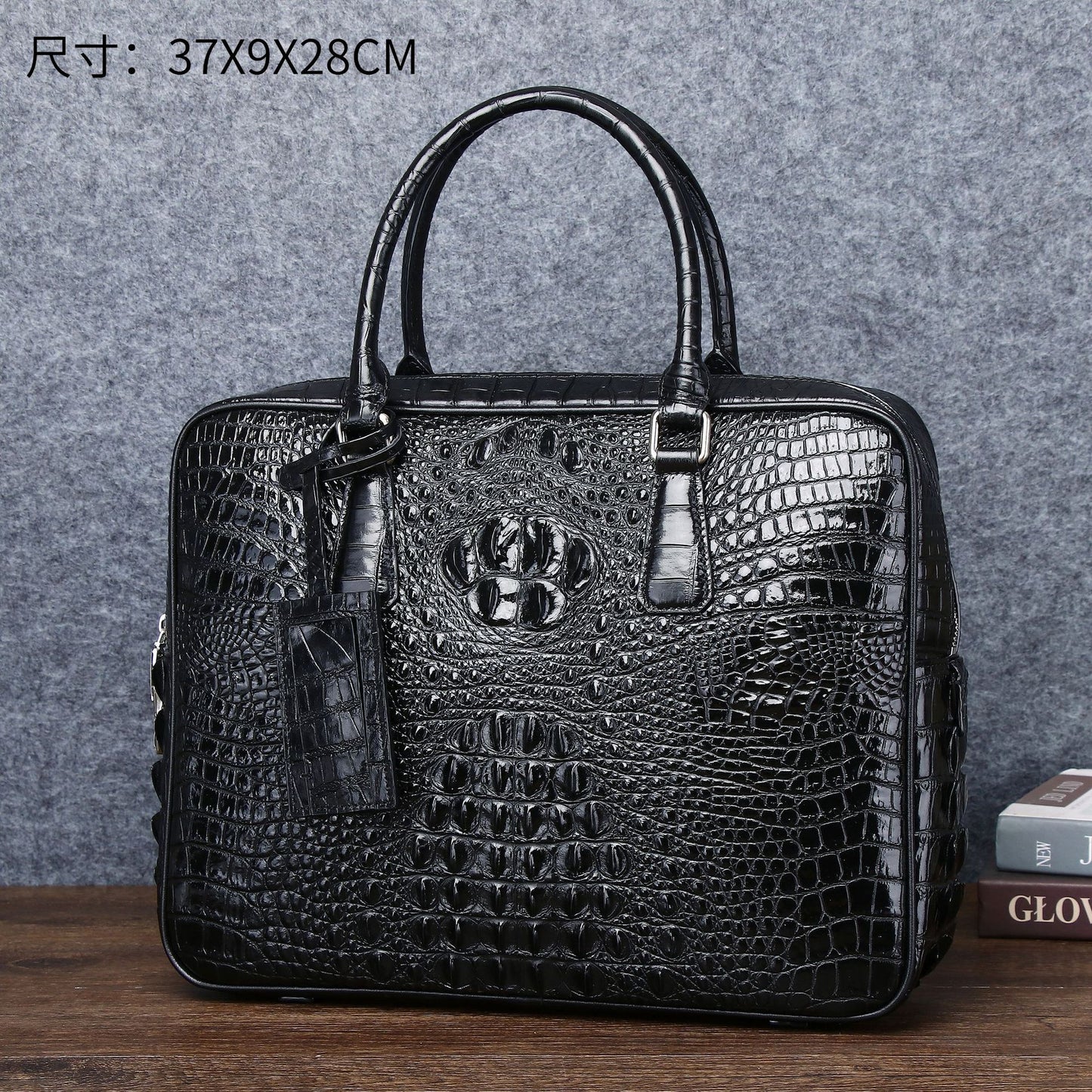 Premium Croc-Effect Large Business Briefcase for Men, A Spacious Laptop Document Bag with Top-Handle Design, Perfect for Work & Travel