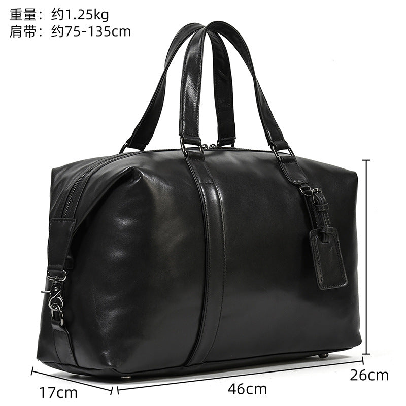 Genuine Leather Business Travel Duffle, Large Capacity Gym Crossbody Bag, Short Trip Top Handle Luggage for Men