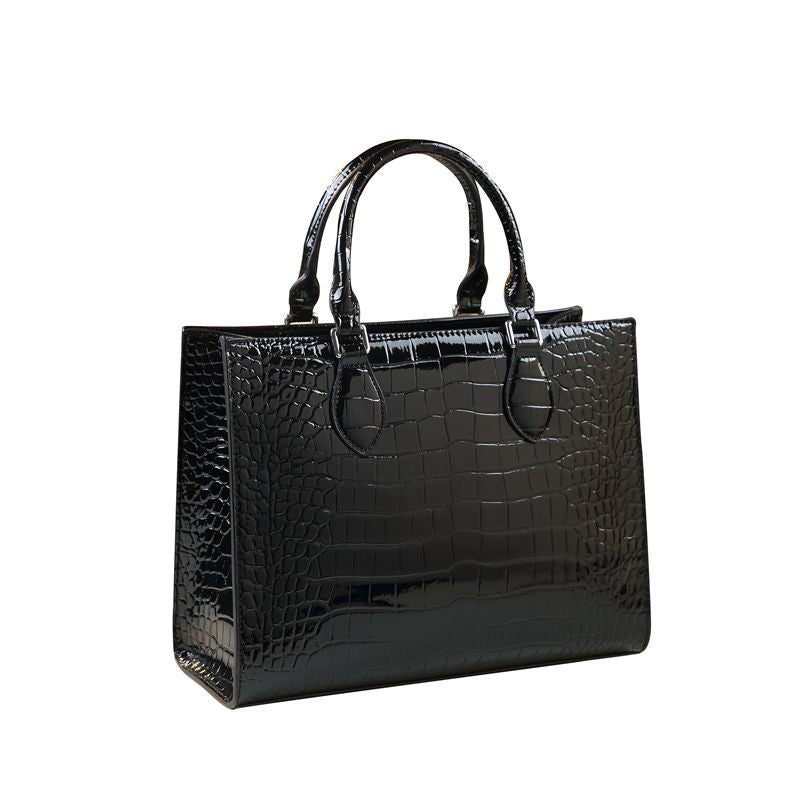 New Arrival High-End Croc-Effect Genuine Leather Bag for Women, A Large Capacity Top-Handle Shoulder Crossbody Handbag with Premium Design, Perfect for Moms