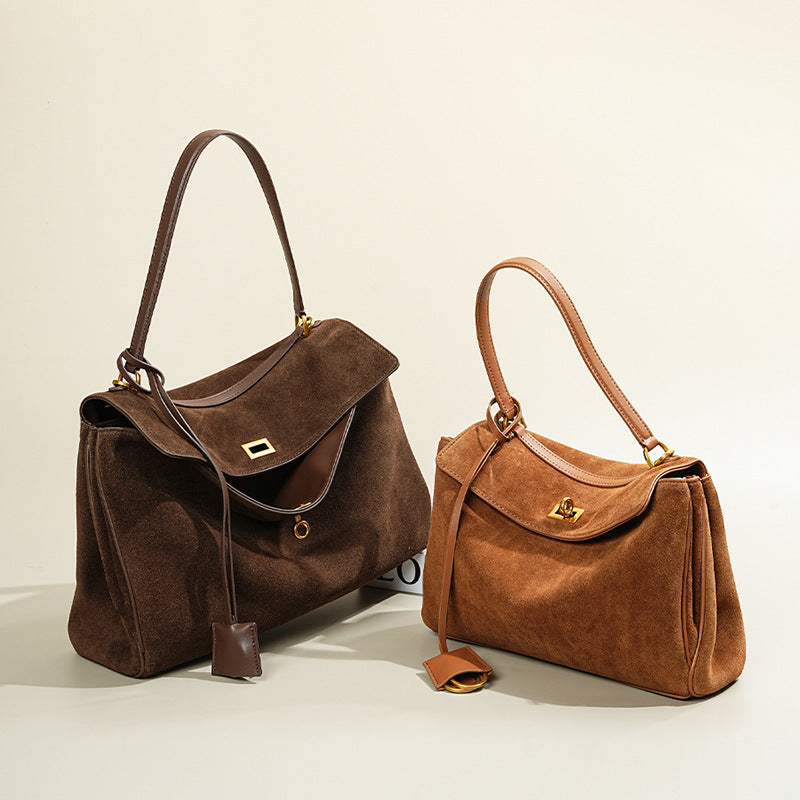 Rodeo Kelly Style Matte Cowhide Tote Bag, Large Capacity Shoulder Top Handle Underarm Purse, Stylish Handbag for Women