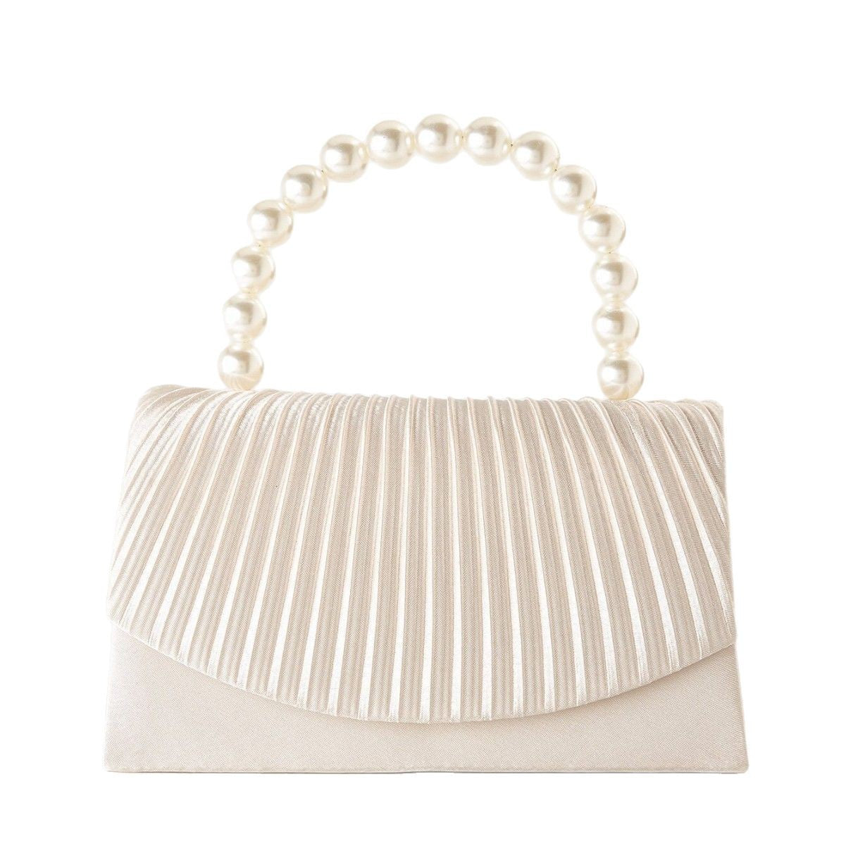 Handmade Beaded Evening Clutch for Women, New Pleated Top Handle Purse, Fashionable Versatile Bag for Weddings Birthday Parties and Formal Events for Ladies