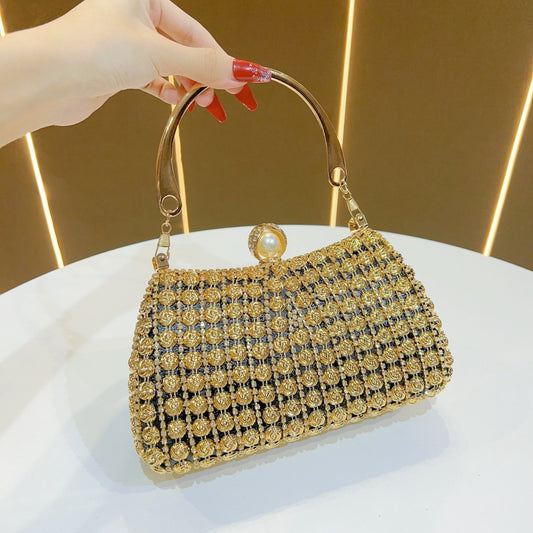 Exquisite New Chinese Vintage Rhinestone Bridal Clutch for Women, A Premium Crystal-Embellished Top-Handle Evening Bag, Perfect for Cheongsam Weddings Banquets & Formal Gowns