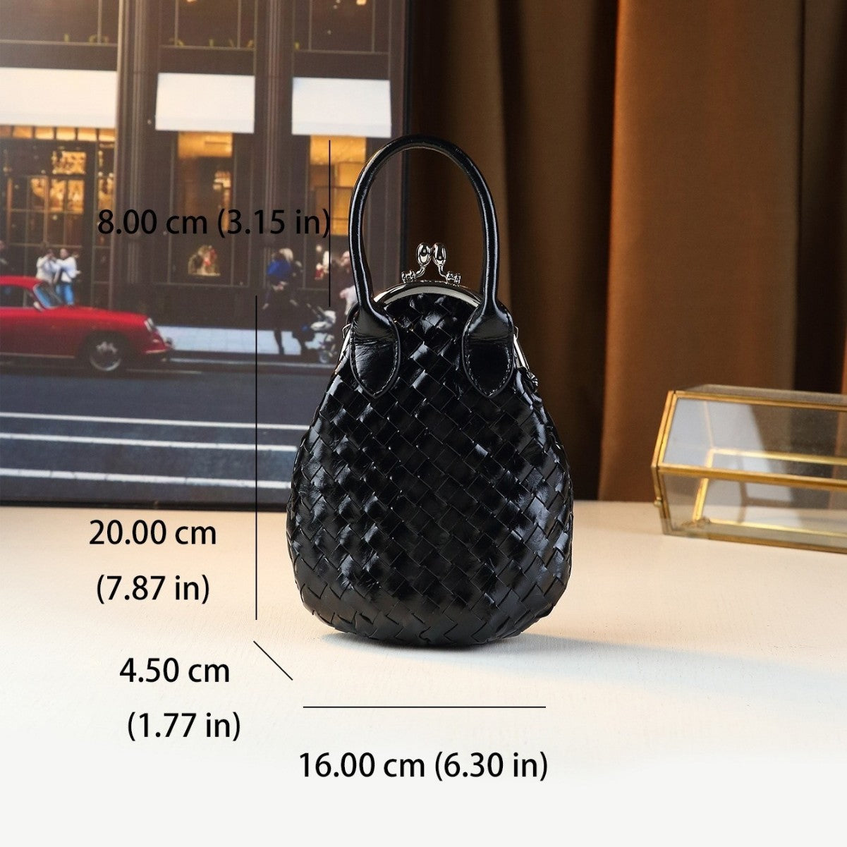 Woven Mini Shell Bag for Women Shoulder Crossbody Handbag, Casual Versatile Purse with Clasp Closure and Artisan Texture