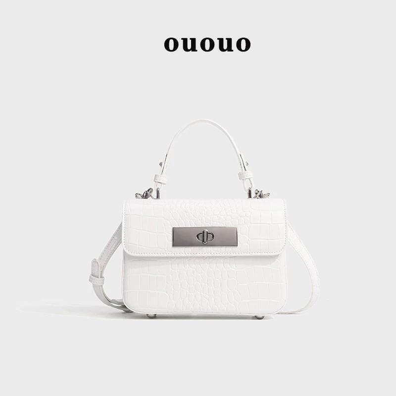 New Arrival Croc-Effect Light Luxury Small Square Bag for Women, A Minimalist Shoulder Crossbody Top-Handle Handbag with Premium Versatile Design