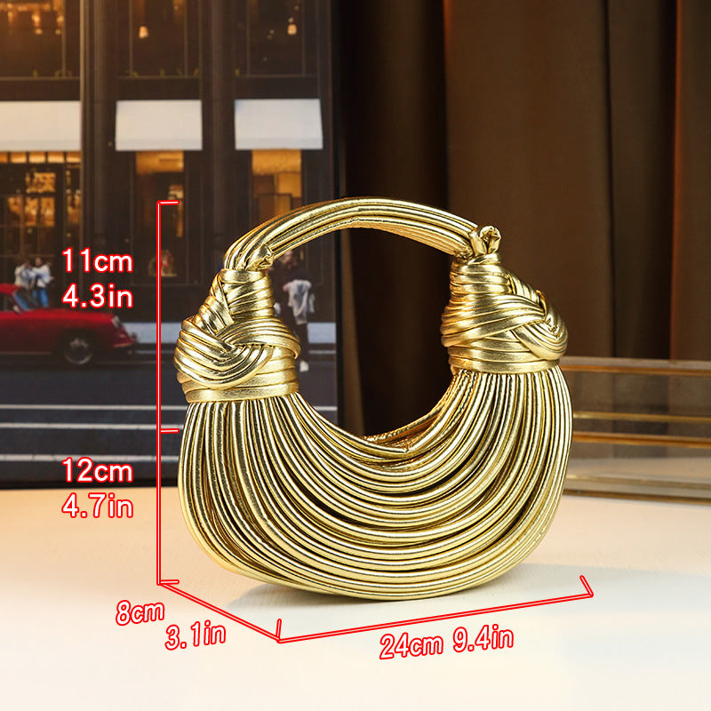 New Arrival Glossy Hand-Woven Knot Bag for Women, A Cloud Dumpling Clutch with Rope Detail & Trendy Design, Perfect for Everyday Style