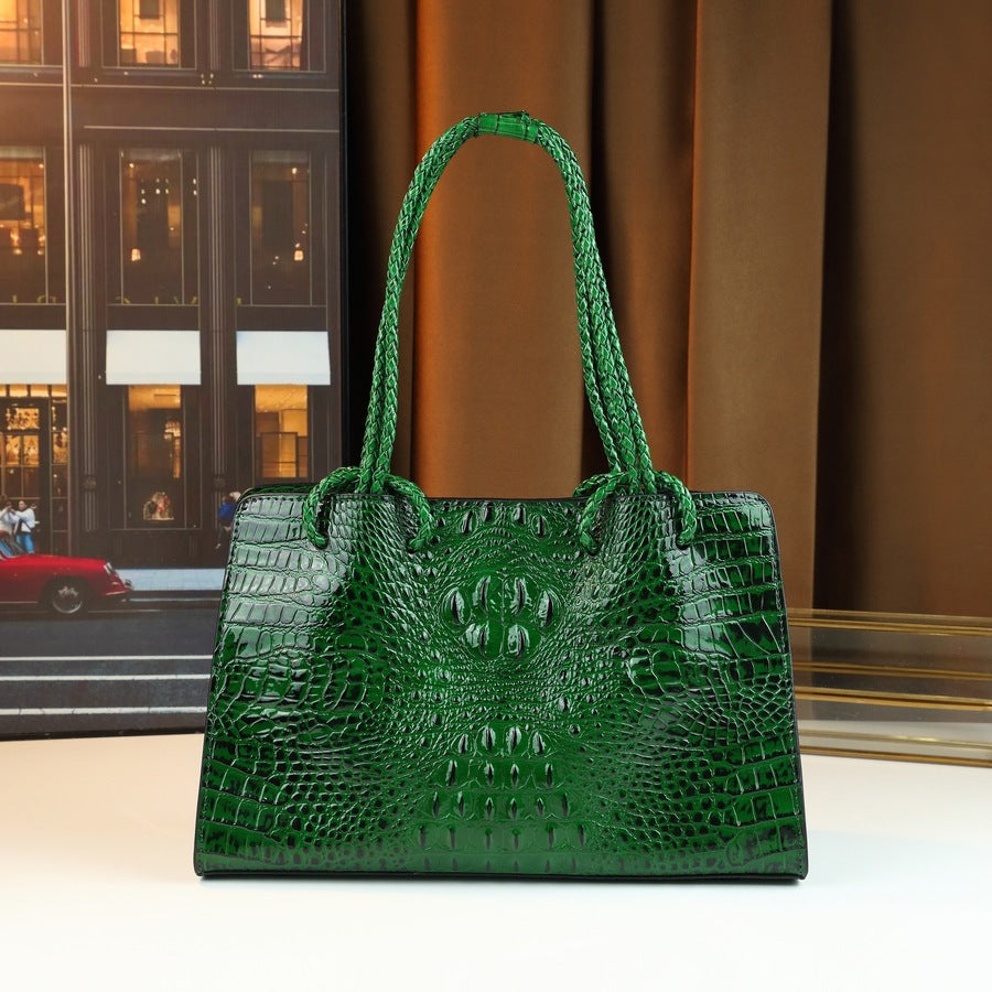 New Arrival Croc-Effect Light Luxury Tote Bag for Women, Large Capacity Top-Handle Shoulder Handbag with Premium Stylish Design, Trendy Everyday Purse