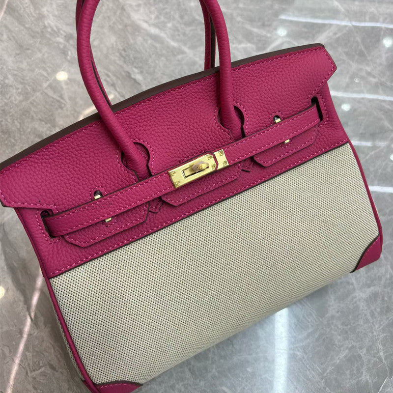 Luxurious Genuine Calfskin Leather Kelly & Birkin-Inspired Tote Bag for Women, Turn-Lock Top-Handle Handbag with Premium High-End Design, New Arrival