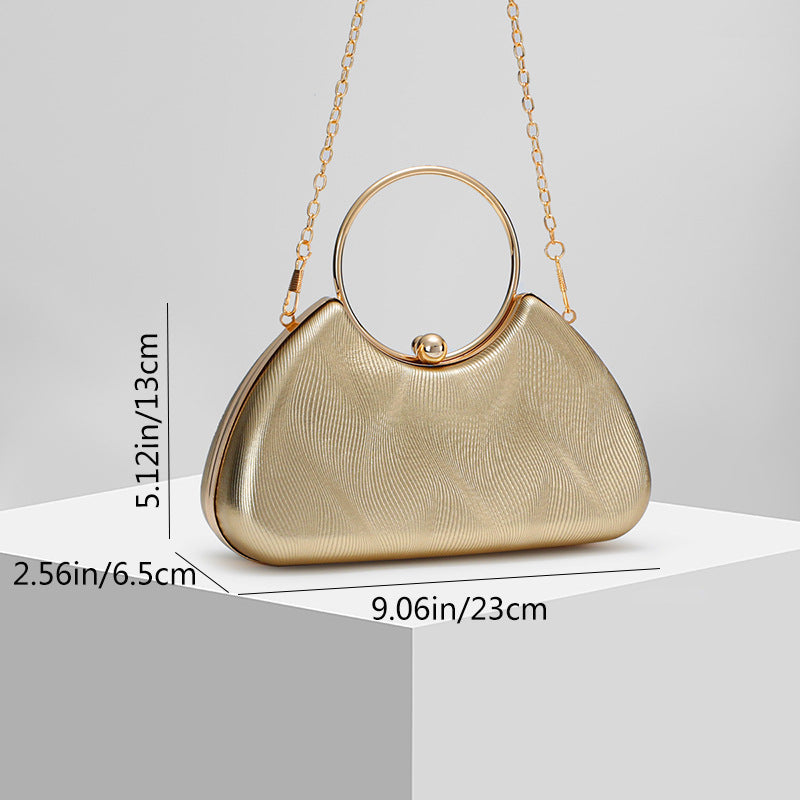 Faux Leather Evening Clutch for Women, New Chain Formal Gown Wedding Banquet Purse, Elegant Party Handbag for Ladies