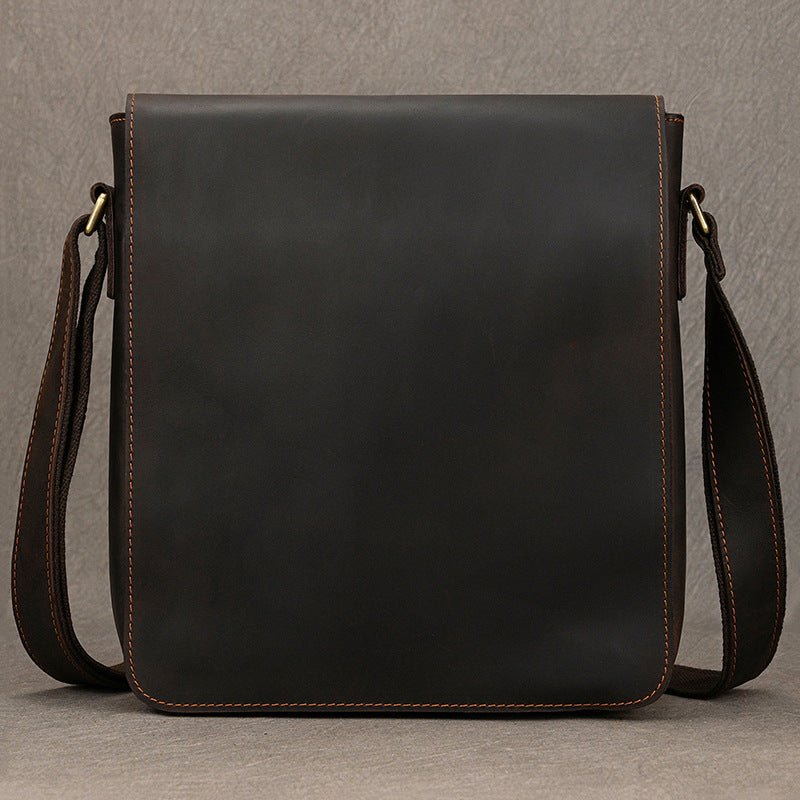 New Premium Genuine Leather Crossbody Shoulder Bag, Top Layer Cowhide Large Capacity Sling Pouch, Casual Work Bag for Men