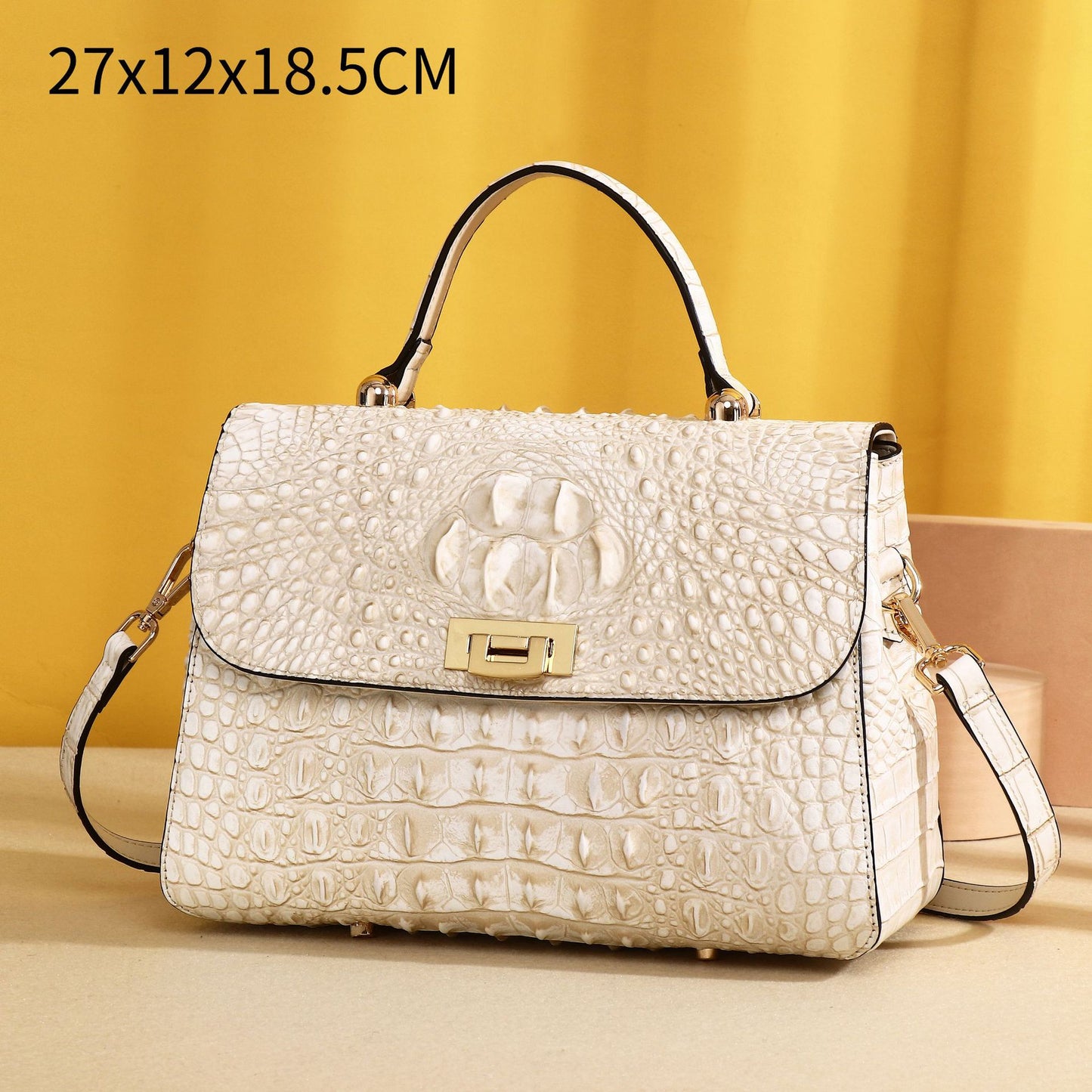 New Arrival Croc-Effect Square Bag for Women, A Fashionable Unique Large Capacity Shoulder Crossbody Top-Handle Handbag with Versatile Design