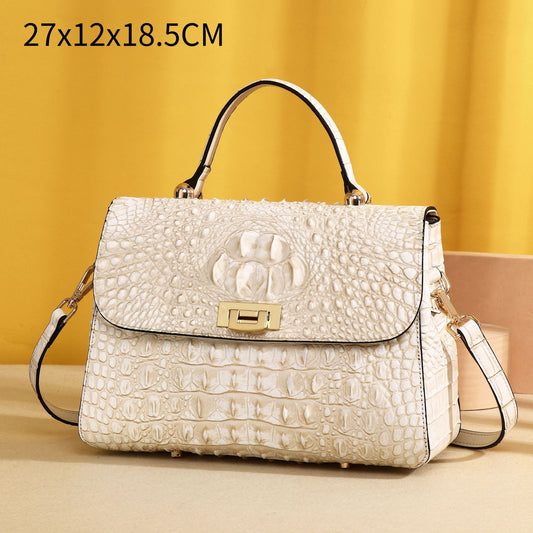 New Arrival Croc-Effect Square Bag for Women, A Fashionable Unique Large Capacity Shoulder Crossbody Top-Handle Handbag with Versatile Design