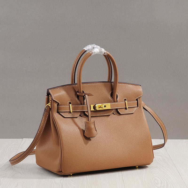 Genuine Top Layer Cowhide Birkin-Kelly Style Tote Bag for Women, New Arrival Large Capacity Commute Top Handle Handbag, Premium Leather Purse for Ladies