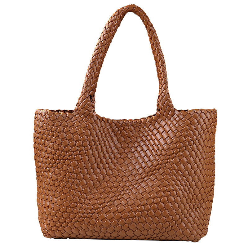 Handwoven Letter Tote Bag for Women Large Capacity Casual Commuter Shoulder Handbag, Minimalist Versatile Purse with Artisan Craftsmanship