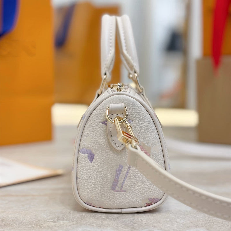 Genuine Leather Gradient Boston Pillow Bag for Women Large Capacity Shoulder Crossbody Handbag, Iridescent Star Violet Purse with Dreamy Color-Shifting Finish