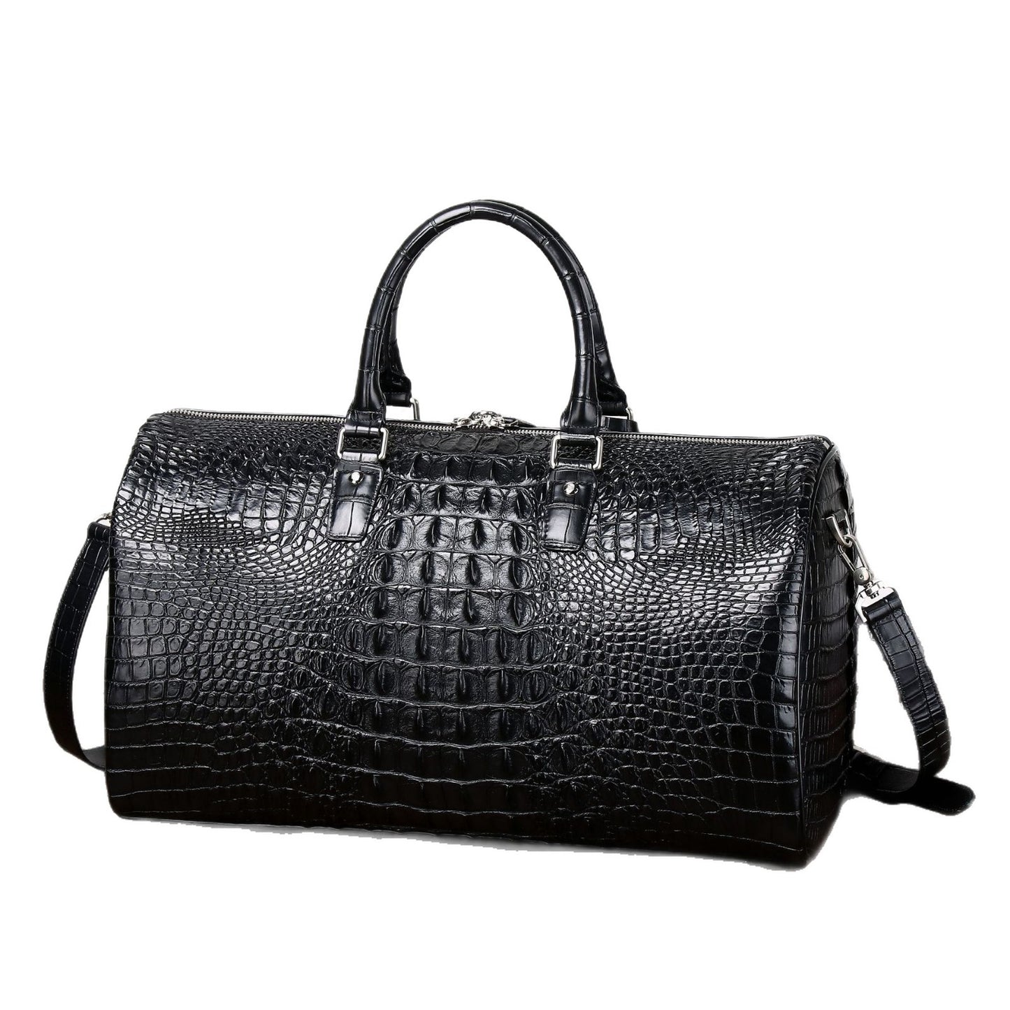 New Arrival Croc-Effect Large Travel Duffel Bag for Men, A Spacious Business Trip Carryall with Multi-Functional Top-Handle Design