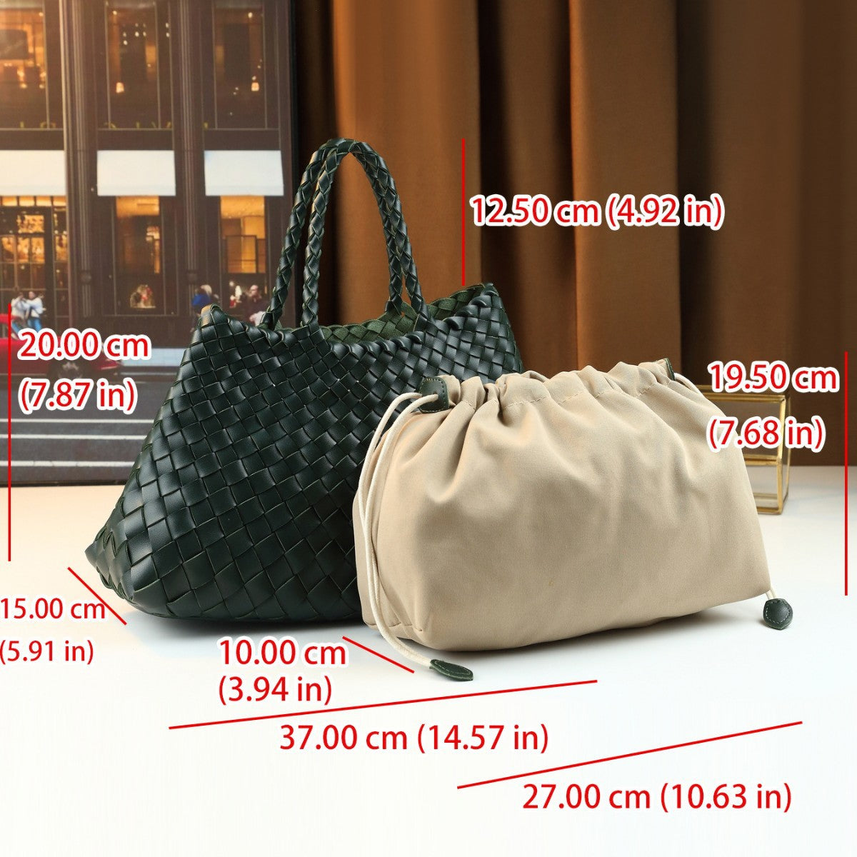 Handwoven Shell Basket Bag for Women Light Luxury Shoulder Handbag, Large Capacity Vintage Casual Purse with Artisan Woven Texture