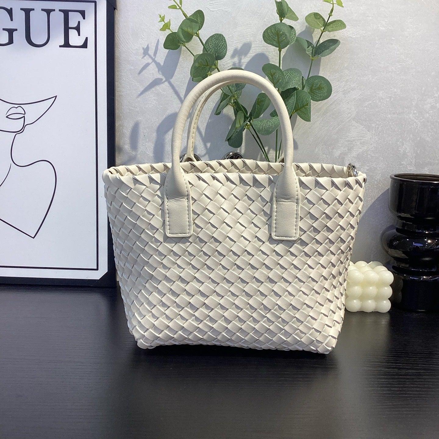 Genuine Top Layer Cowhide Woven Basket Tote Bag, Old Money Light Luxury Top Handle Handbag, Premium Shoulder Bag for Ladies
