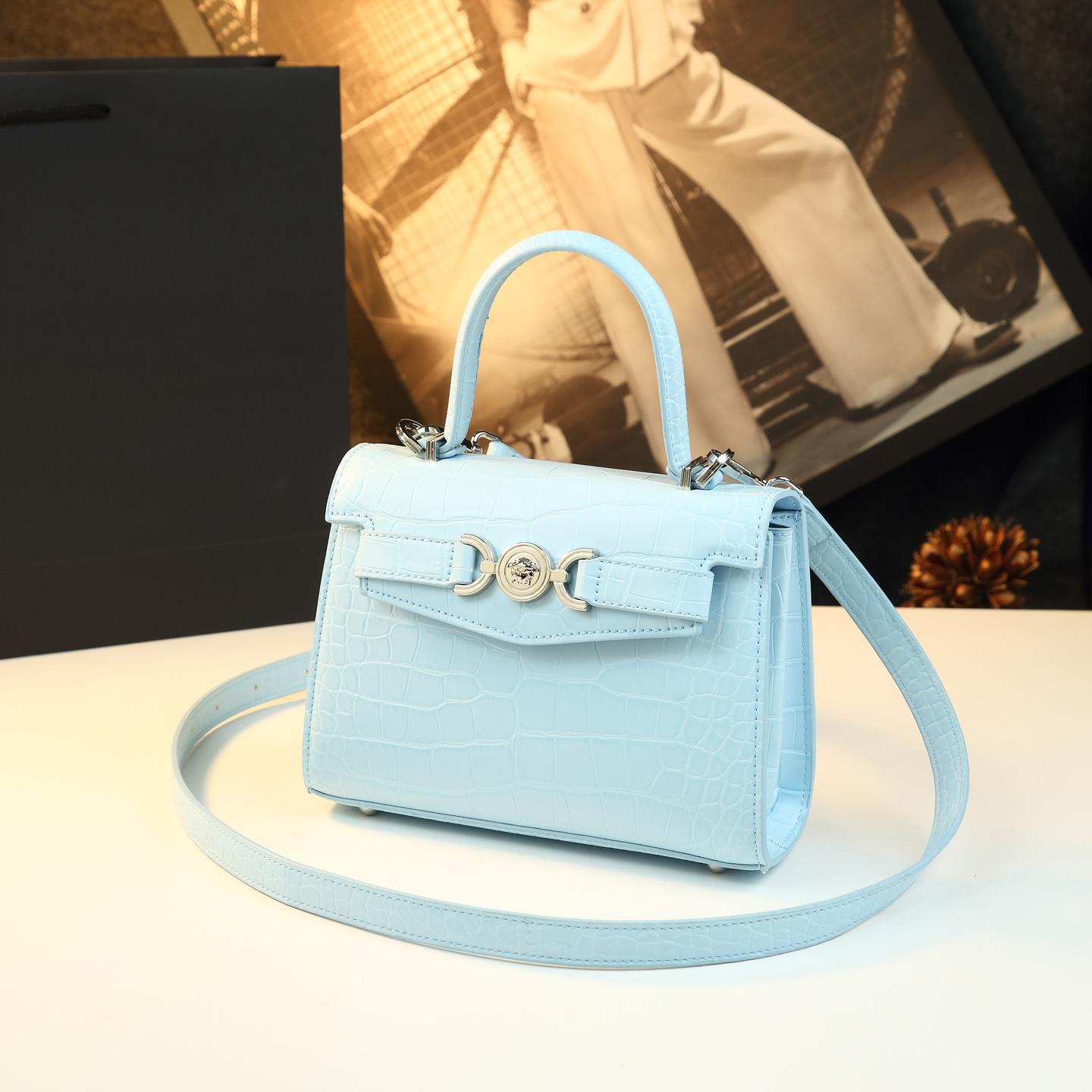 New Arrival Croc-Effect Small Commuter Bag for Women, A Kelly-Style Top-Handle Crossbody Shoulder Handbag with Genuine Leather & Trendy Design