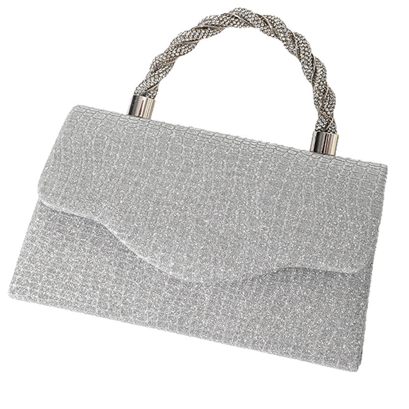 Rhinestone Embellished Evening Clutch for Women, New Sparkly Electroplated Top Handle Bag, European Style Ladies Handbag for Parties