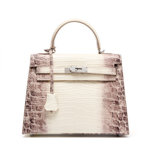 Genuine Top Layer Cowhide Crocodile-Embossed Kelly-Style Handbag for Women, Large Capacity Commute Shoulder Top Handle Purse, Premium Work Bag for Ladies