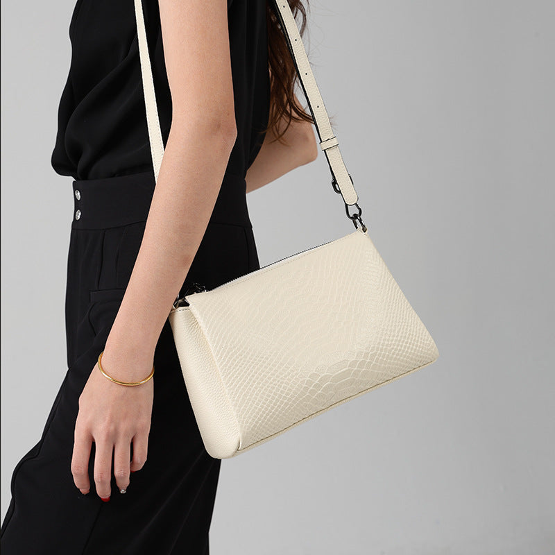 New Arrival Croc-Effect Genuine Leather Mom Bag for Women, A Classic Top-Layer Cowhide Shoulder Underarm Handbag with Versatile Commuter Design, Perfect Everyday Purse