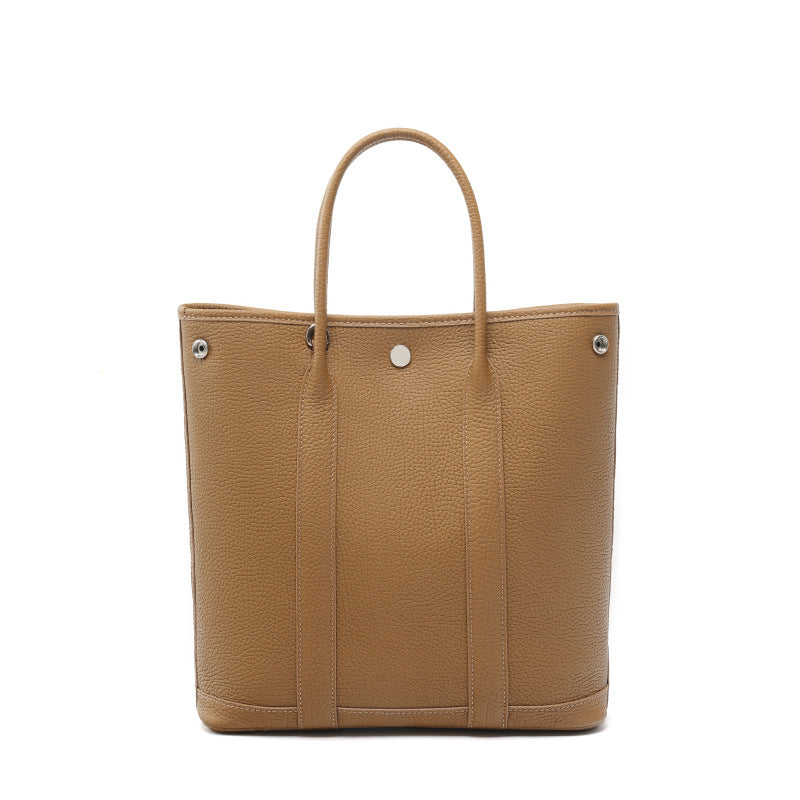 Genuine Top Layer Cowhide Garden Bag for Women, New Light Luxury Large Capacity Shoulder Top Handle Handbag, Premium Chic Purse for Ladies