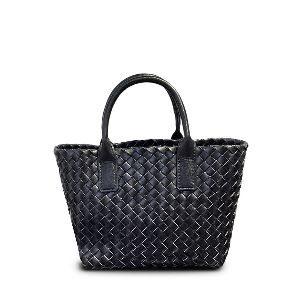Woven Leather Basket Tote, Niche Best-Selling Handbag, Versatile Shoulder & Crossbody Bag for Women
