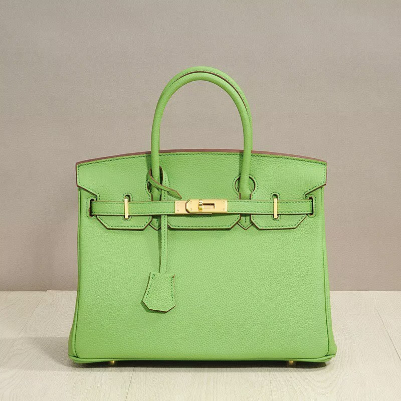 Genuine Top Layer Pebbled Cowhide Birkin-Style Bag for Women, Large Capacity Commute Top Handle Shoulder Crossbody Purse, Premium Leather Handbag for Ladies