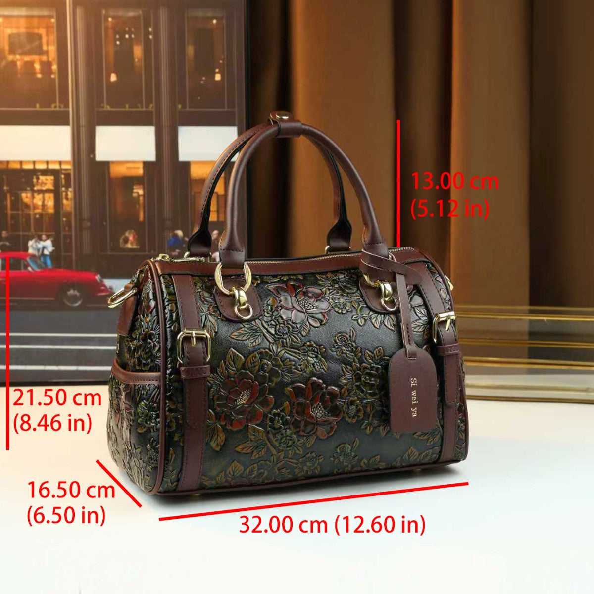 Vintage Floral Pillow Tote Bag for Women Large Capacity Shoulder Crossbody Handbag, Light Luxury Mom Purse with Elegant Floral Design