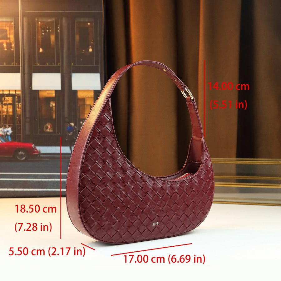 New Arrival Korean Style Woven Underarm Bag for Women, A Unique Crescent Shoulder Handbag with Versatile Fashionable Design